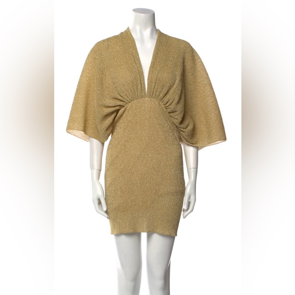 Rotate Birger Christensen - Gold draped sparkly mini dress
